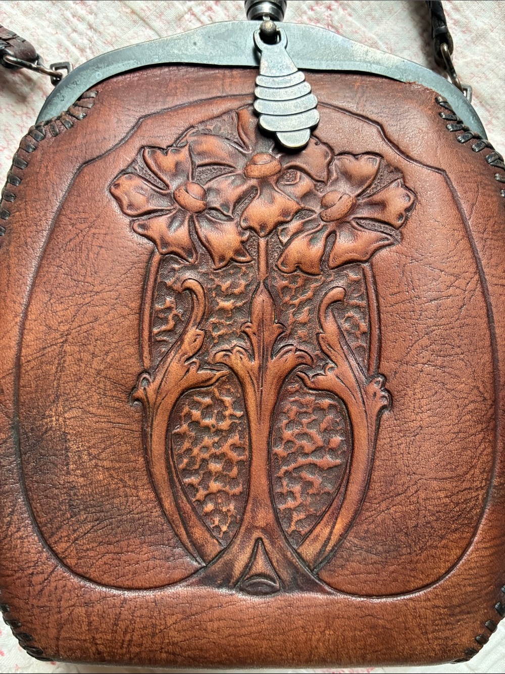 Antique Rare Early 1900s Leather Nacona Purse Art Nouveau As Is - Picture 10 of 13